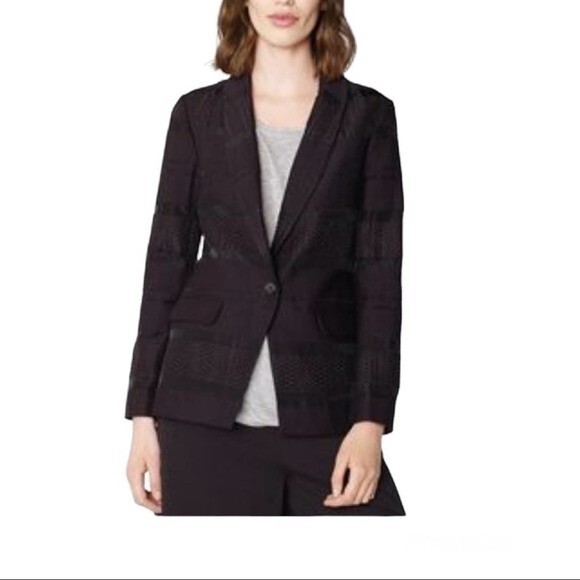 Armani Exchange Textured Stripe Blazer Black Size 2 - Picture 1 of 14